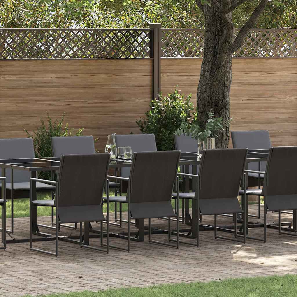 Set da Pranzo per Giardino 13 pcs Nero Acciaio | homemem39