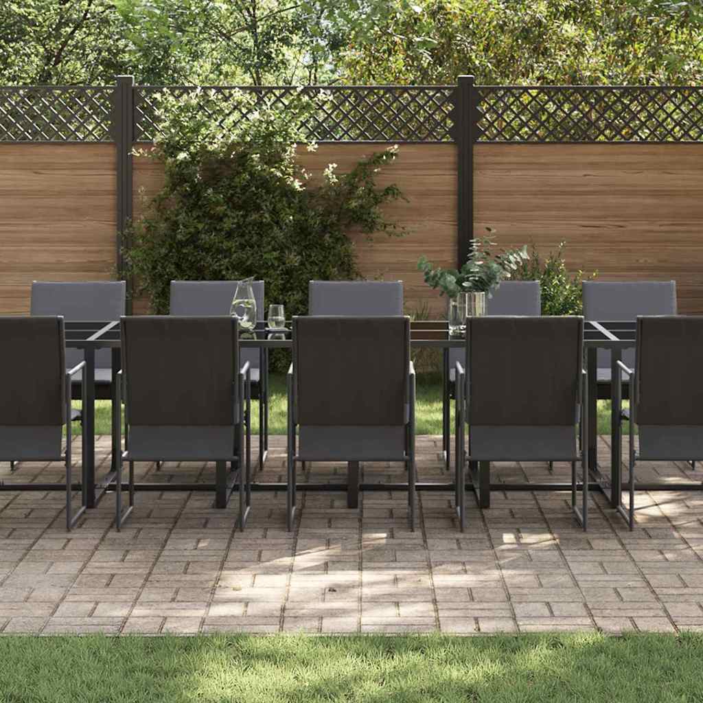 Set da Pranzo per Giardino 13 pcs Nero Acciaio | homemem39