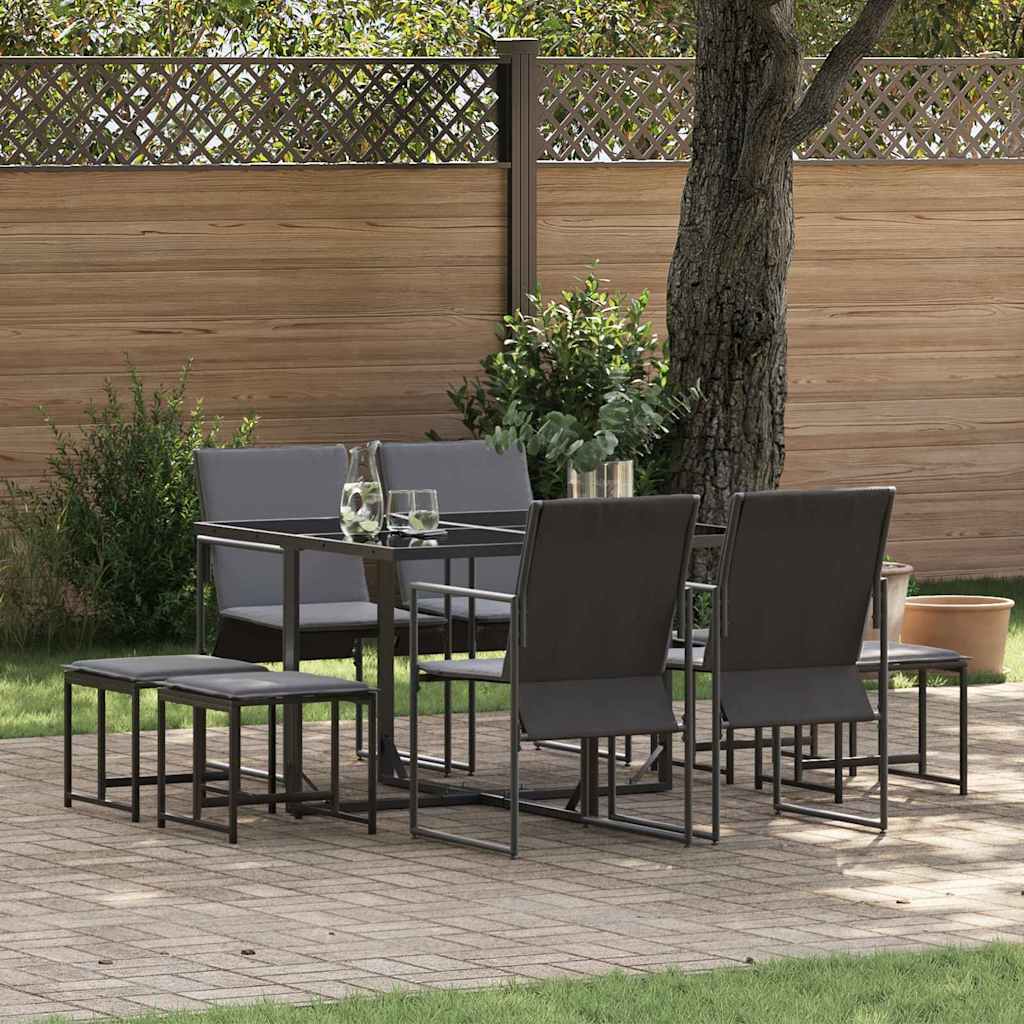 Set da Pranzo per Giardino 9 pcs Nero Acciaio | homemem39