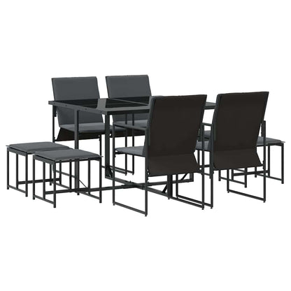 Set da Pranzo per Giardino 9 pcs Nero Acciaio | homemem39