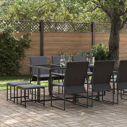Set da Pranzo per Giardino 11 pcs Nero Acciaio | homemem39