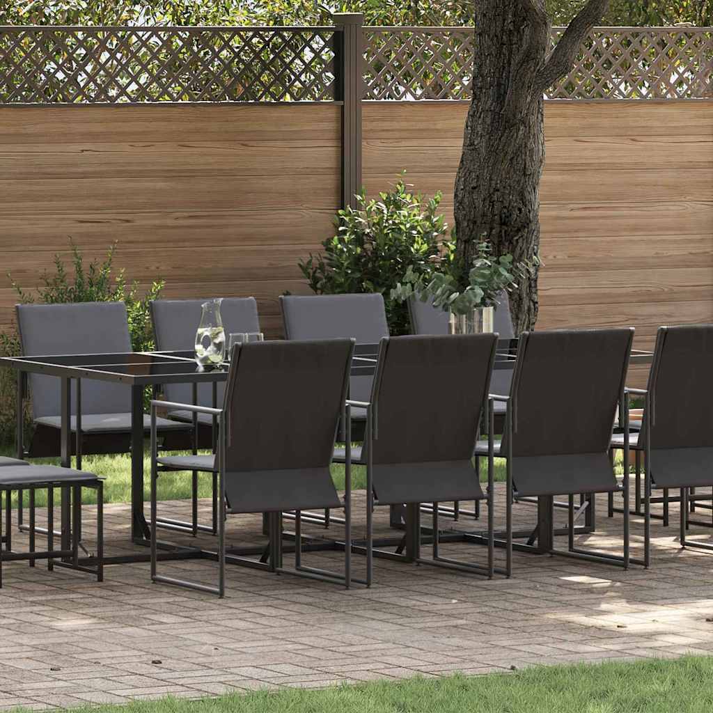 Set da Pranzo per Giardino 13 pcs Nero Acciaio | homemem39