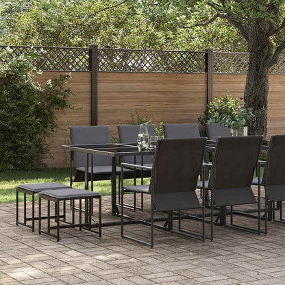 Set da Pranzo per Giardino 13 pcs Nero Acciaio | homemem39