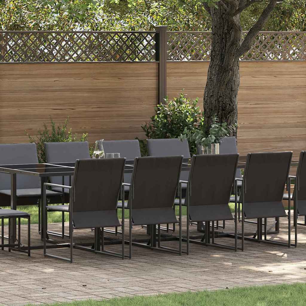 Set da Pranzo per Giardino 15 pcs Nero Acciaio | homemem39