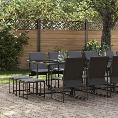 Set da Pranzo per Giardino 17 pcs Nero Acciaio | homemem39