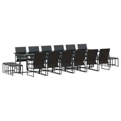 Set da Pranzo per Giardino 17 pcs Nero Acciaio | homemem39
