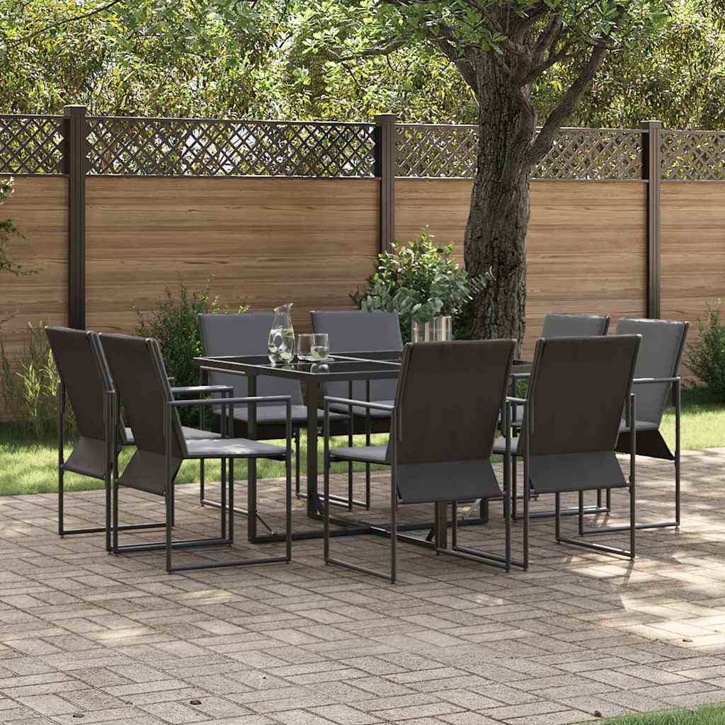 Set da Pranzo per Giardino 9 pcs Nero Acciaio | homemem39