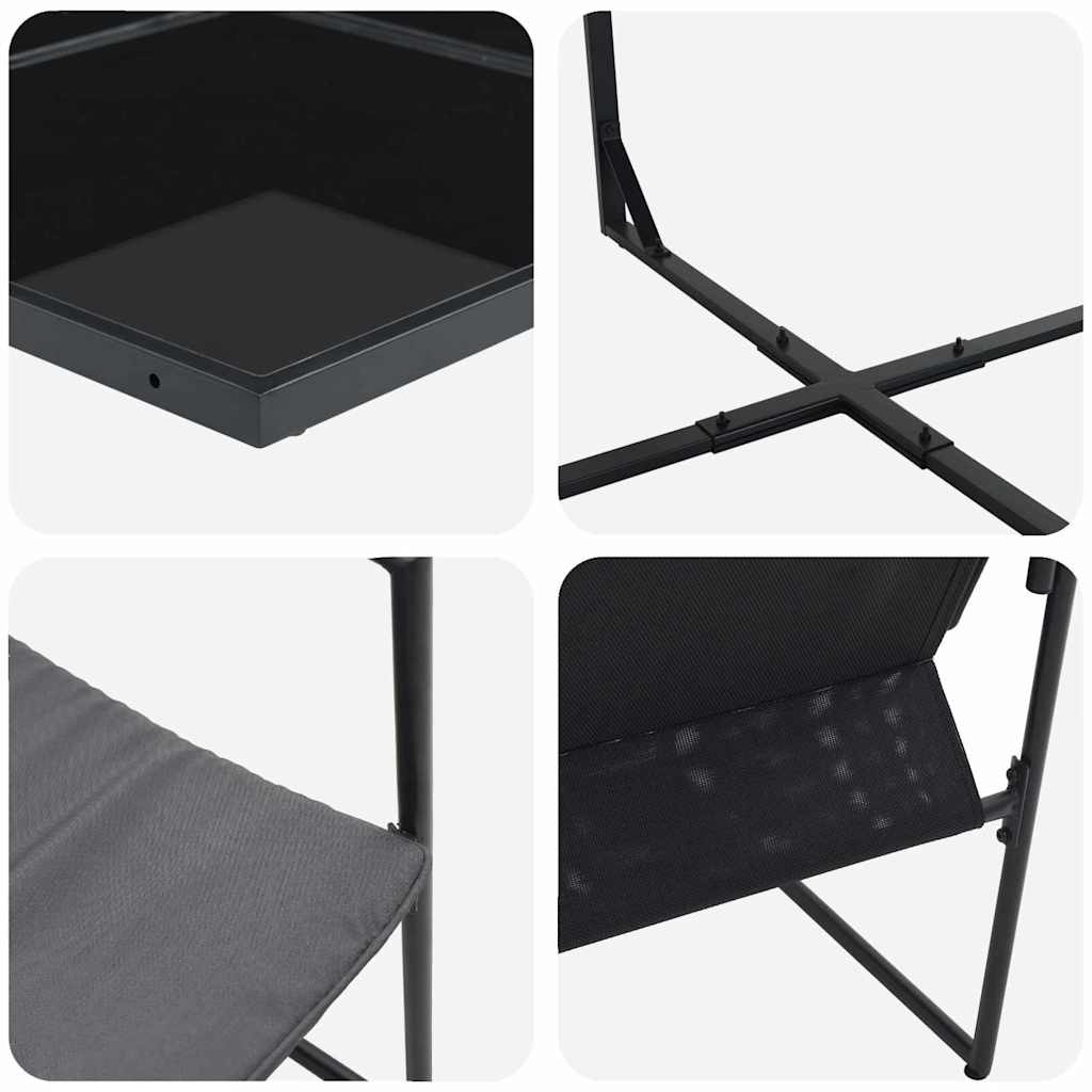 Set da Pranzo per Giardino 11 pcs Nero Acciaio | homemem39