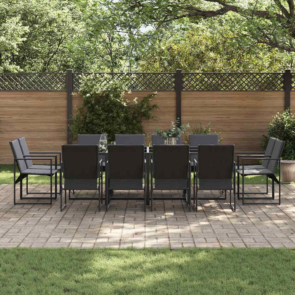 Set da Pranzo per Giardino 13 pcs Nero Acciaio | homemem39