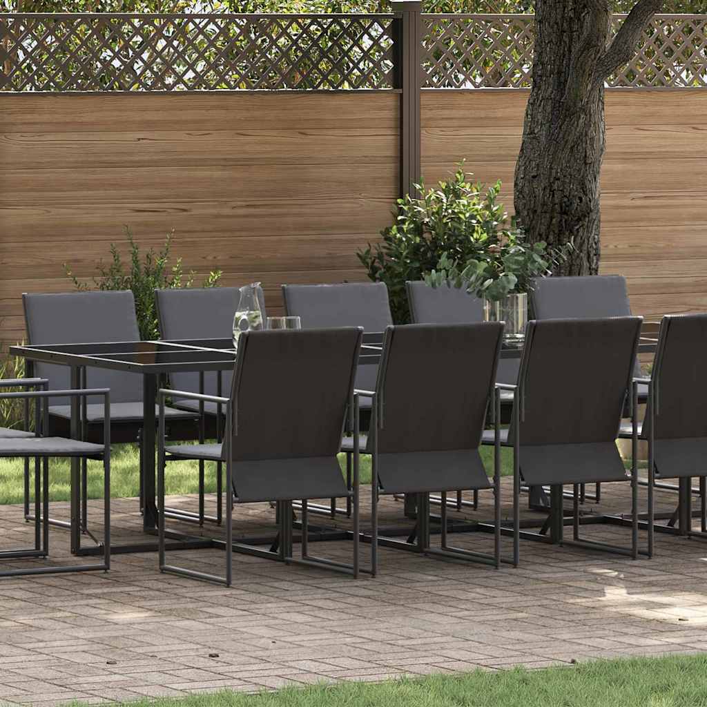 Set da Pranzo per Giardino 15 pcs Nero Acciaio | homemem39