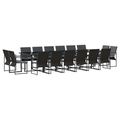 Set da Pranzo per Giardino 17 pcs Nero Acciaio | homemem39