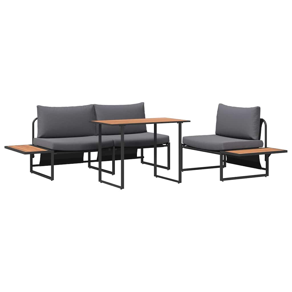 Set da Pranzo per Giardino 3 pcs Antracite Acciaio | homemem39