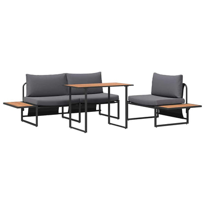 Set da Pranzo per Giardino 3 pcs Antracite Acciaio | homemem39