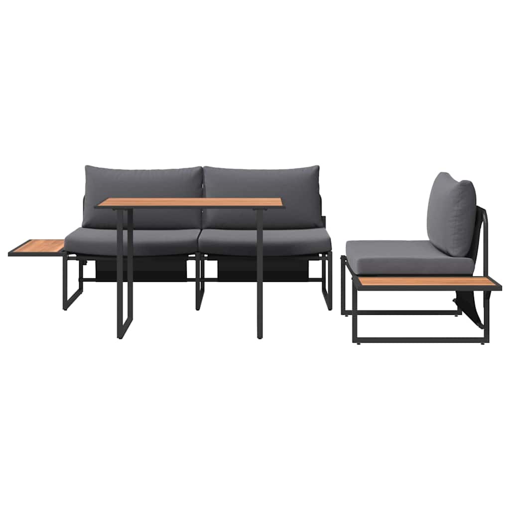 Set da Pranzo per Giardino 3 pcs Antracite Acciaio | homemem39