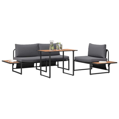 Set da Pranzo per Giardino 3 pcs Antracite Acciaio | homemem39
