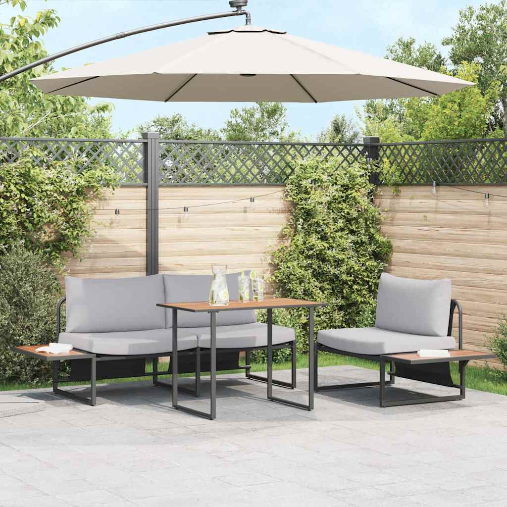 Set da Pranzo per Giardino 3 pcs Grigio chiaro Acciaio | homemem39