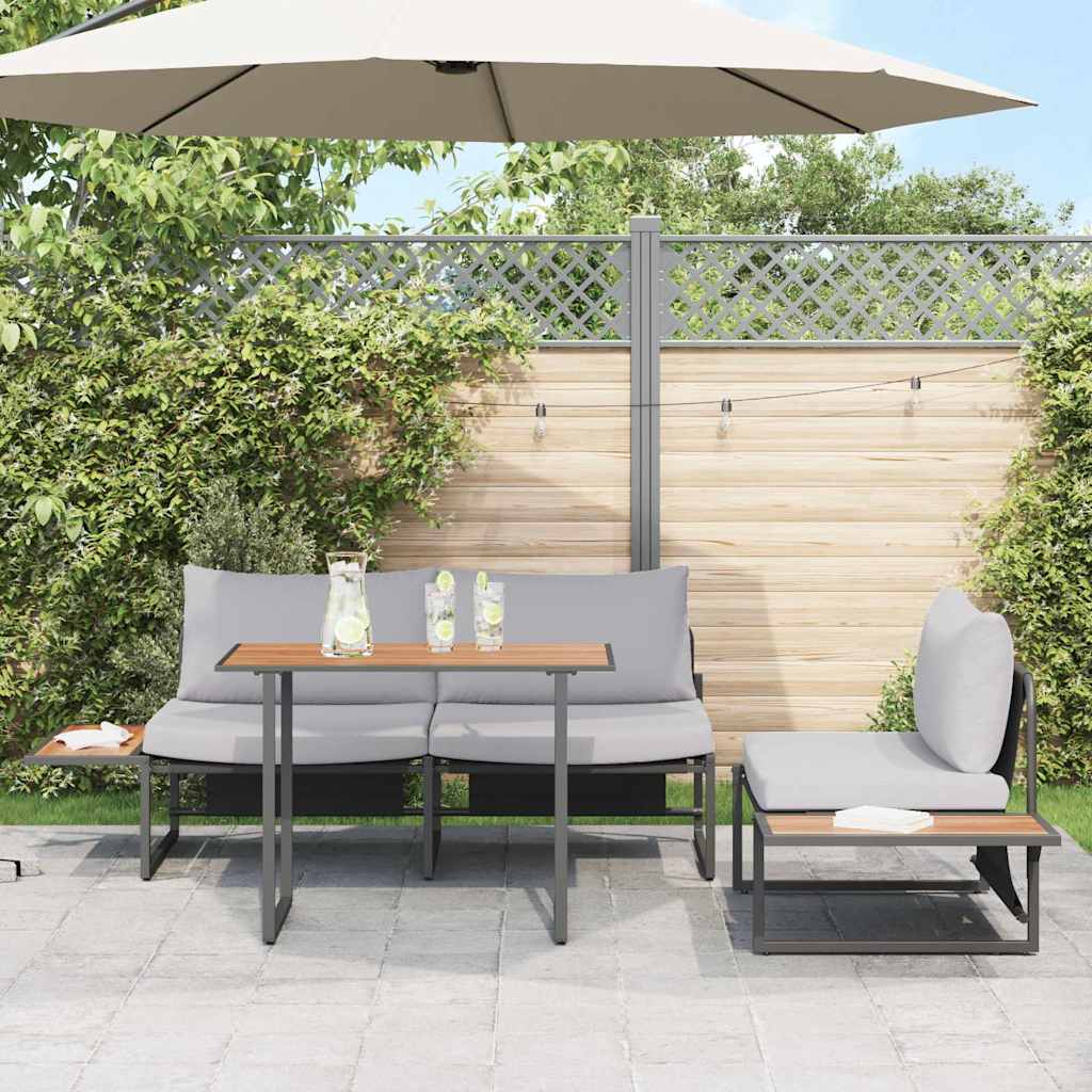 Set da Pranzo per Giardino 3 pcs Grigio chiaro Acciaio | homemem39