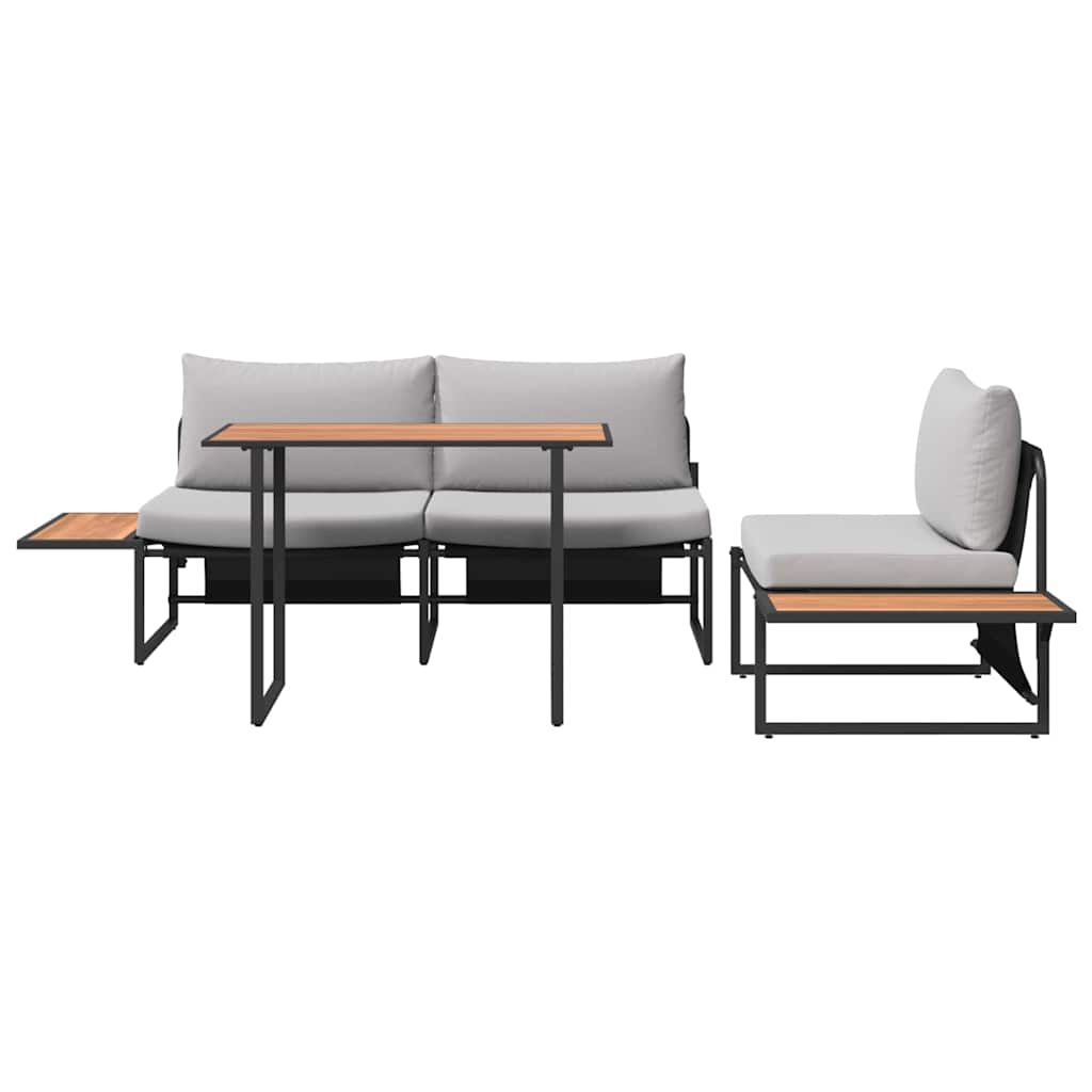 Set da Pranzo per Giardino 3 pcs Grigio chiaro Acciaio | homemem39