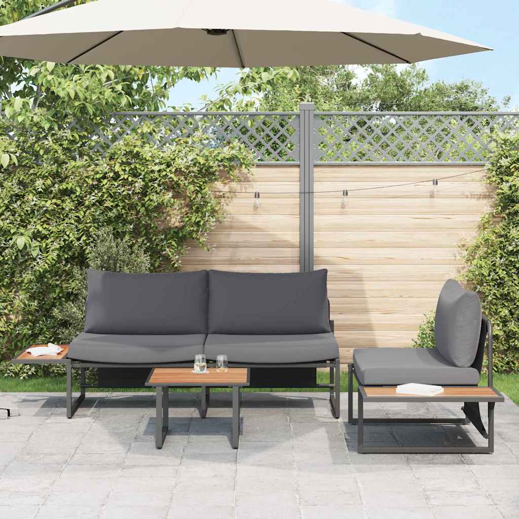 Set da Pranzo per Giardino 3 pcs Antracite Acciaio | homemem39