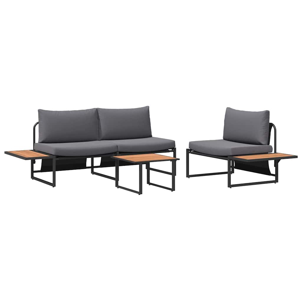 Set da Pranzo per Giardino 3 pcs Antracite Acciaio | homemem39