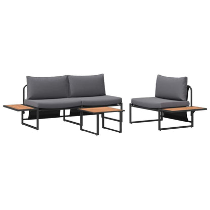 Set da Pranzo per Giardino 3 pcs Antracite Acciaio | homemem39