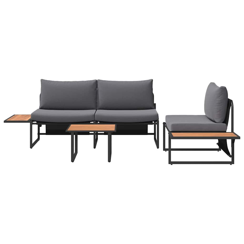 Set da Pranzo per Giardino 3 pcs Antracite Acciaio | homemem39