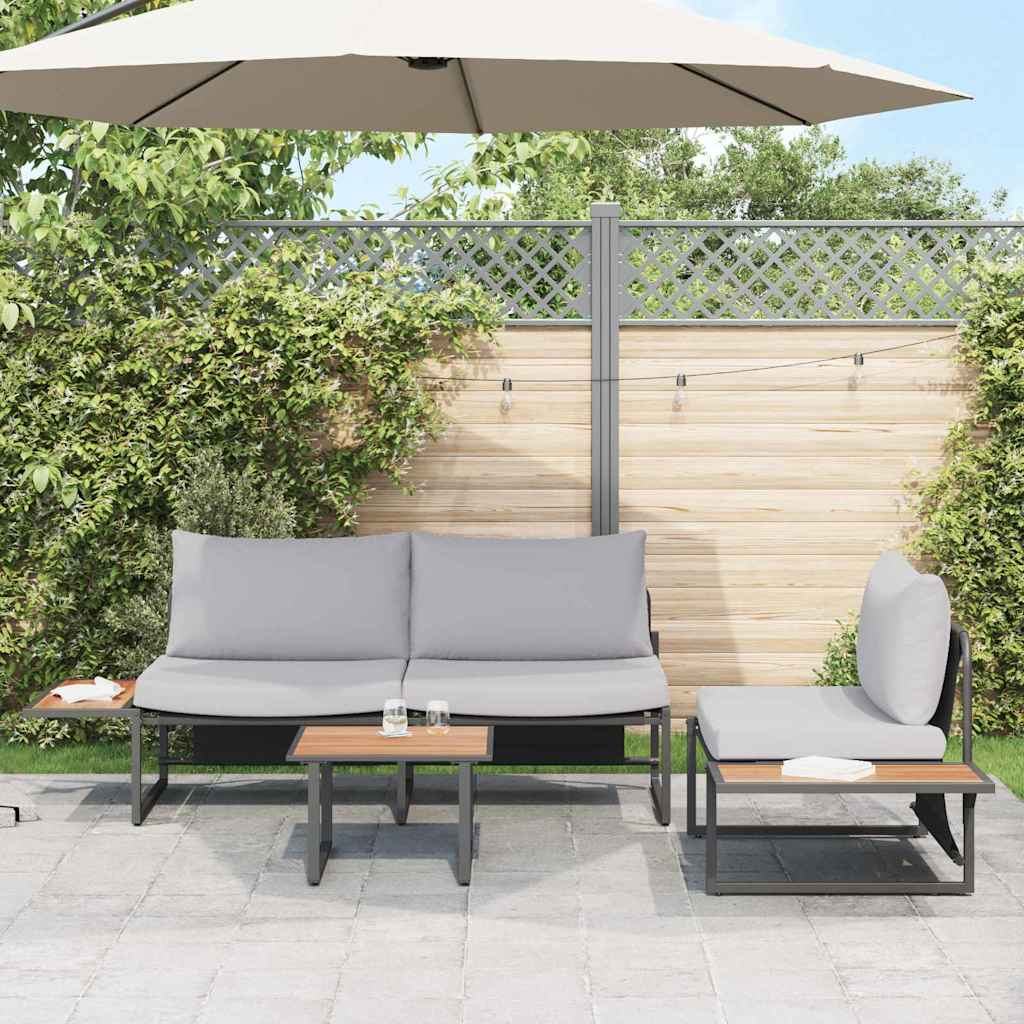 Set da Pranzo per Giardino 3 pcs Grigio chiaro Acciaio | homemem39
