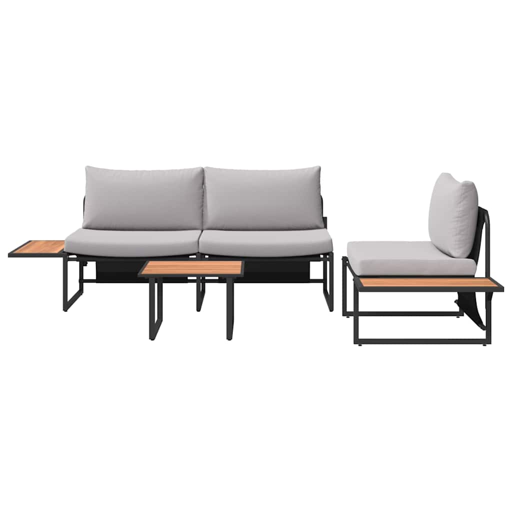 Set da Pranzo per Giardino 3 pcs Grigio chiaro Acciaio | homemem39