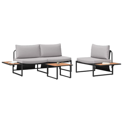 Set da Pranzo per Giardino 3 pcs Grigio chiaro Acciaio | homemem39