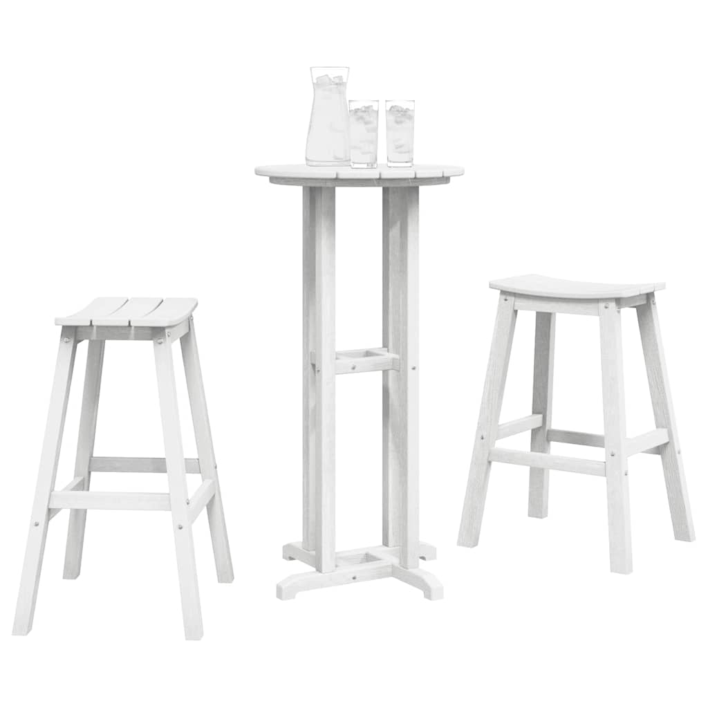 Set Bar da Giardino 3 pcs Bianco HDPE | homemem39