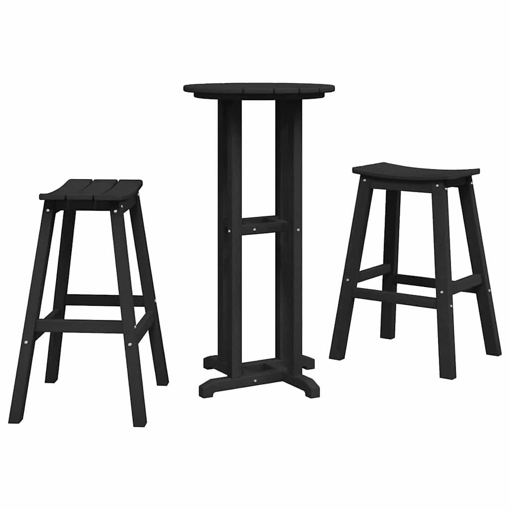 Set Bar da Giardino 3 pcs Nero HDPE | homemem39