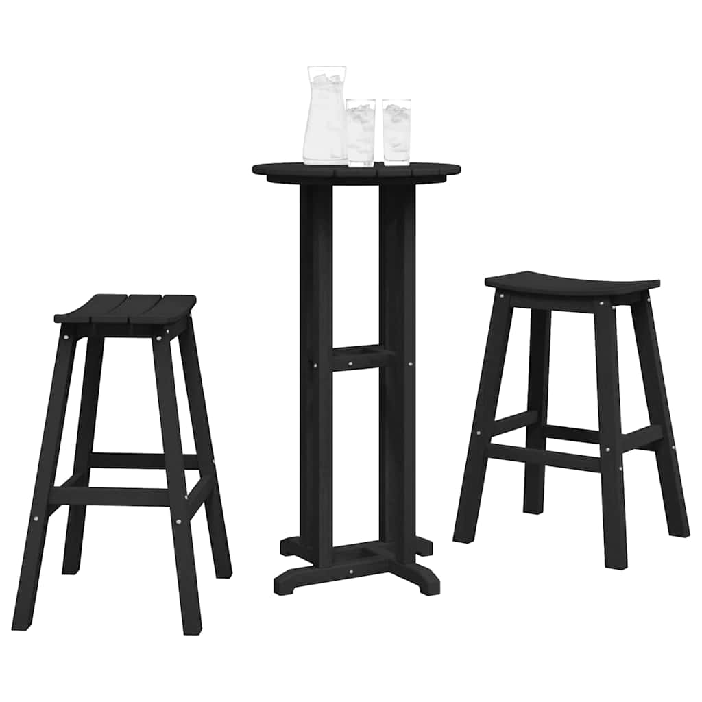 Set Bar da Giardino 3 pcs Nero HDPE | homemem39