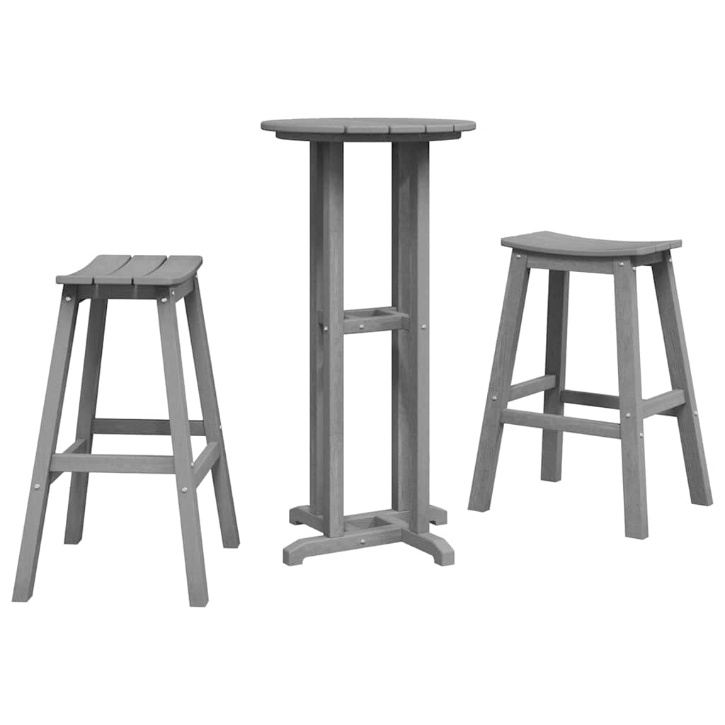 Set Bar da Giardino 3 pcs Grigio chiaro HDPE | homemem39