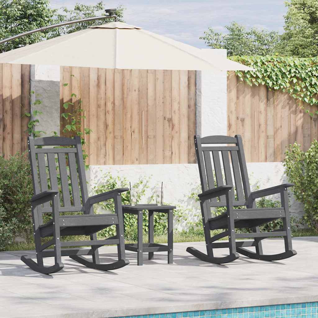 Sedia a dondolo 3 pcs Grigio chiaro Polietilene