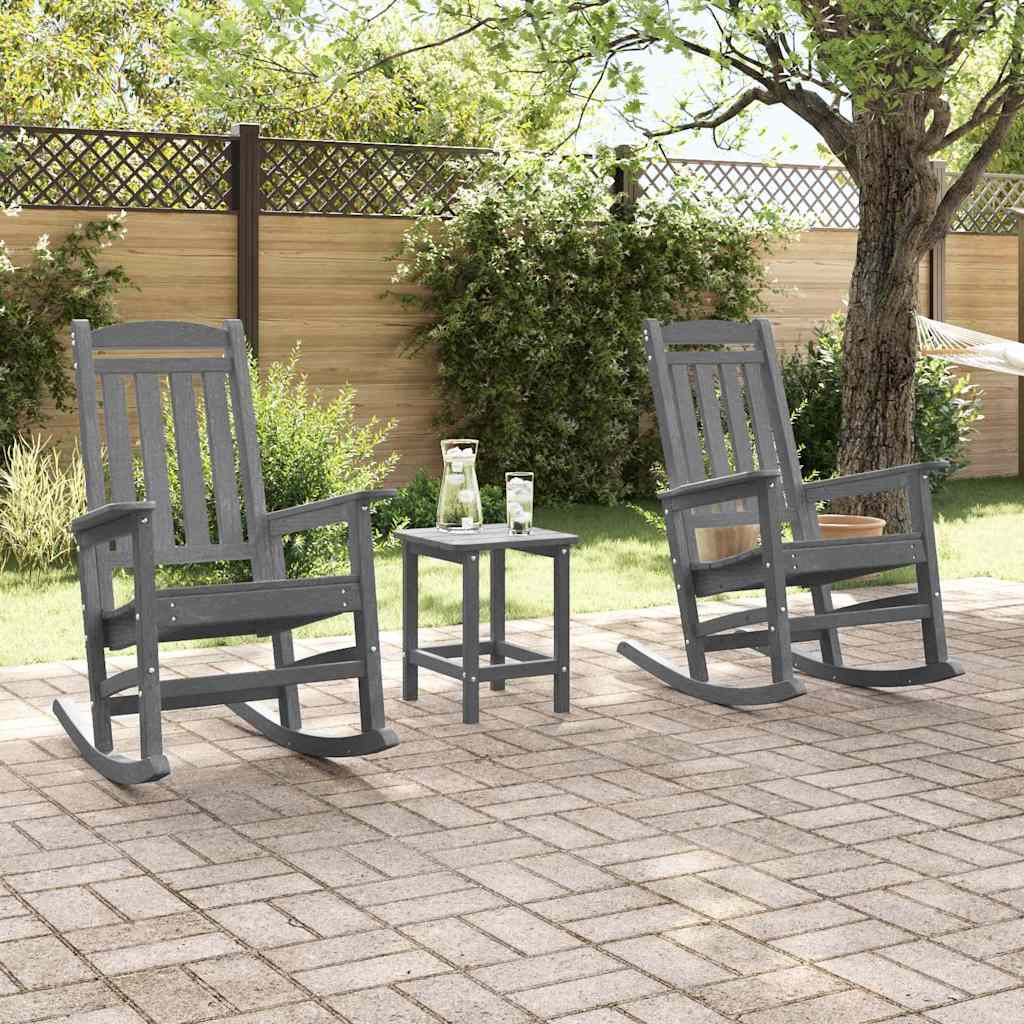 Sedia a dondolo 3 pcs Grigio chiaro Polietilene | homemem39