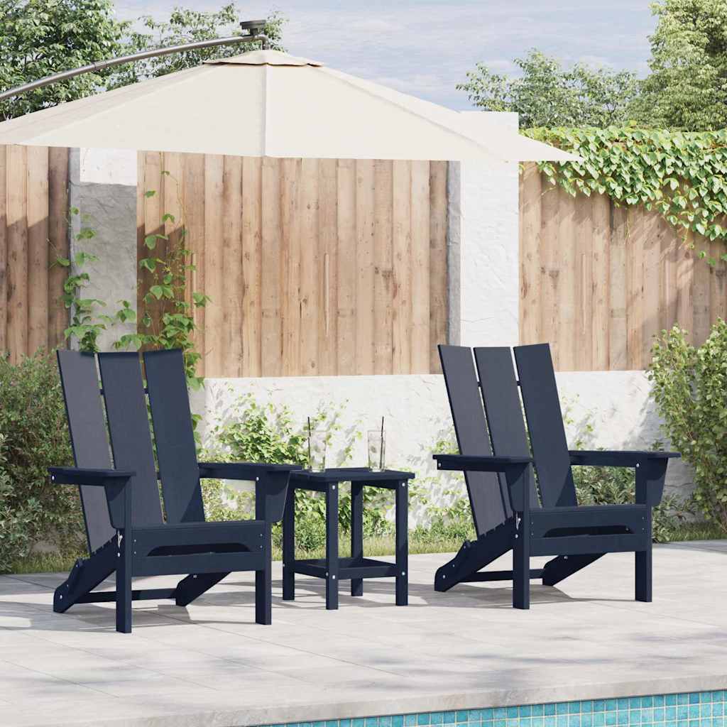 Sedia da Giardino 3 pcs Navy 80.5 x 74.5 x 92 cm Polietilene