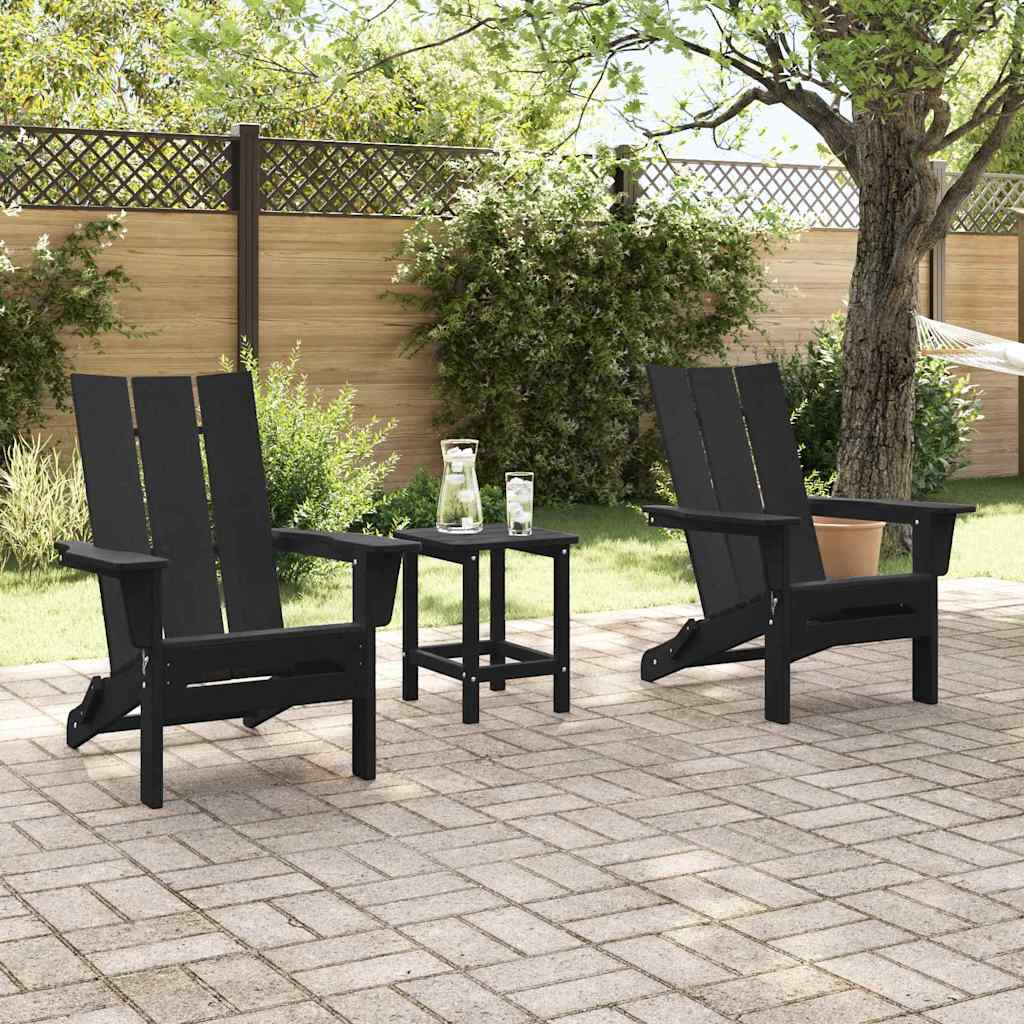 Sedia da Giardino 3 pcs Nero 80.5 x 74.5 x 92 cm Polietilene