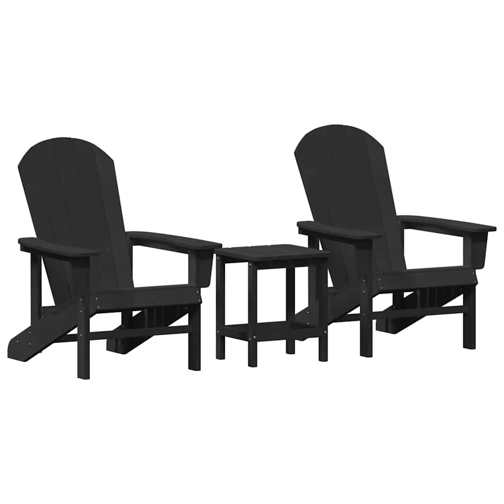 Sedia da Giardino 3 pcs Nero Polietilene | homemem39