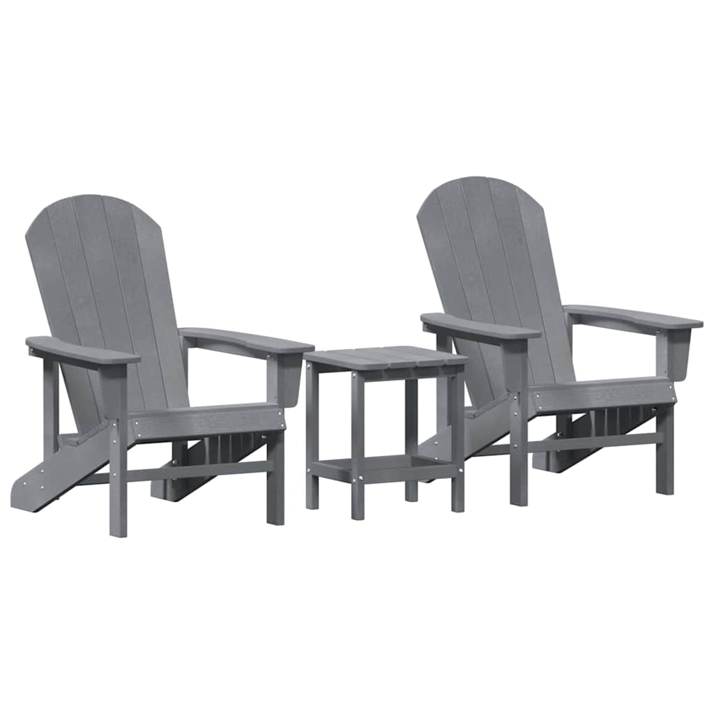 Sedia da Giardino 3 pcs Grigio chiaro Polietilene