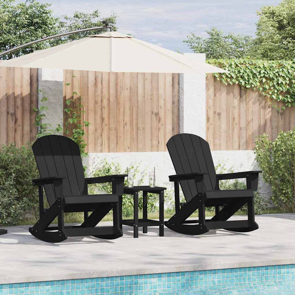 Sdraio Rocking Adirondack 2 pcs Nero HDPE