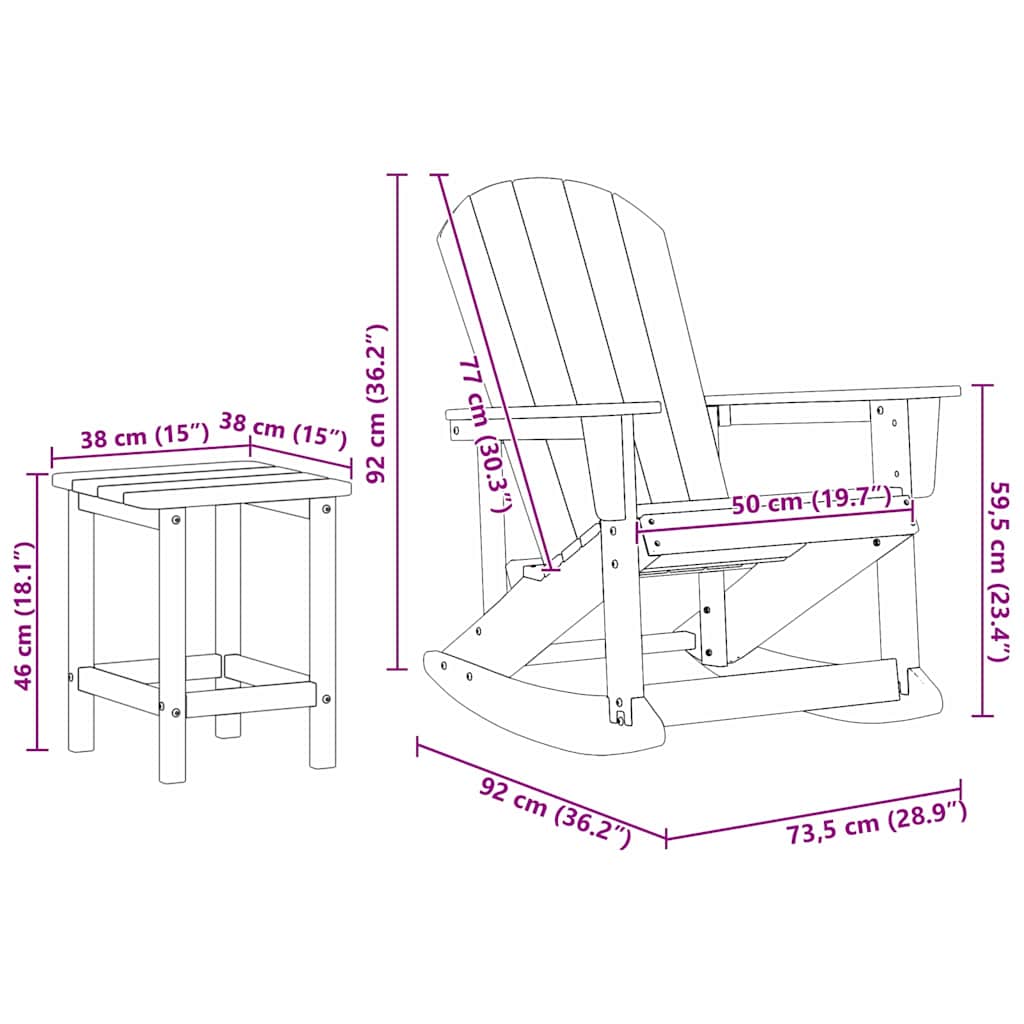 Set Lounge da Giardino 3 pcs Bianco HDPE