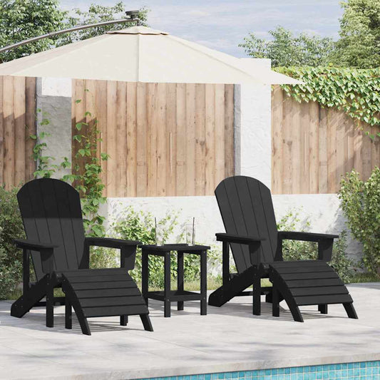 Sedia da Giardino 3 pcs Nero Polietilene
