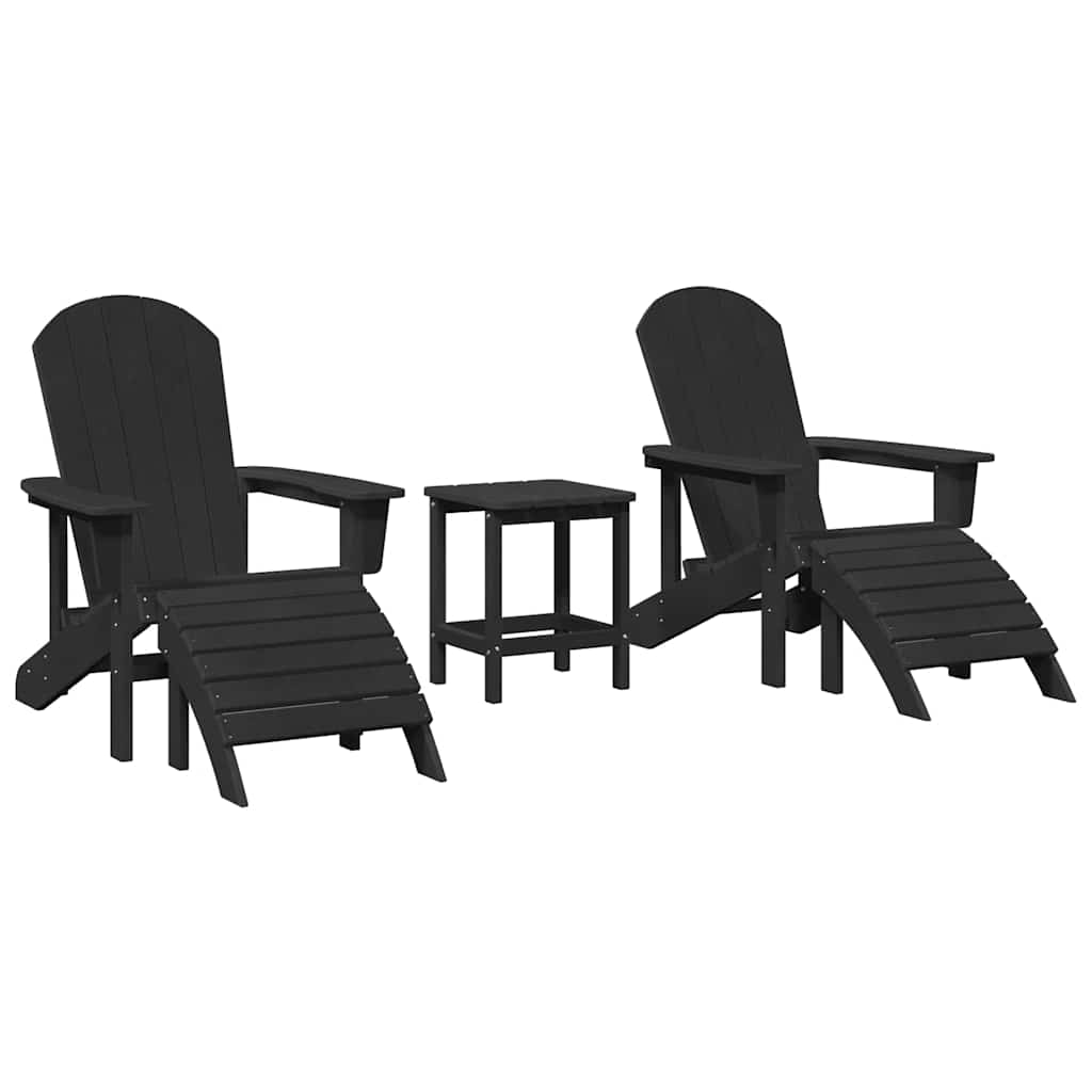 Sedia da Giardino 3 pcs Nero Polietilene