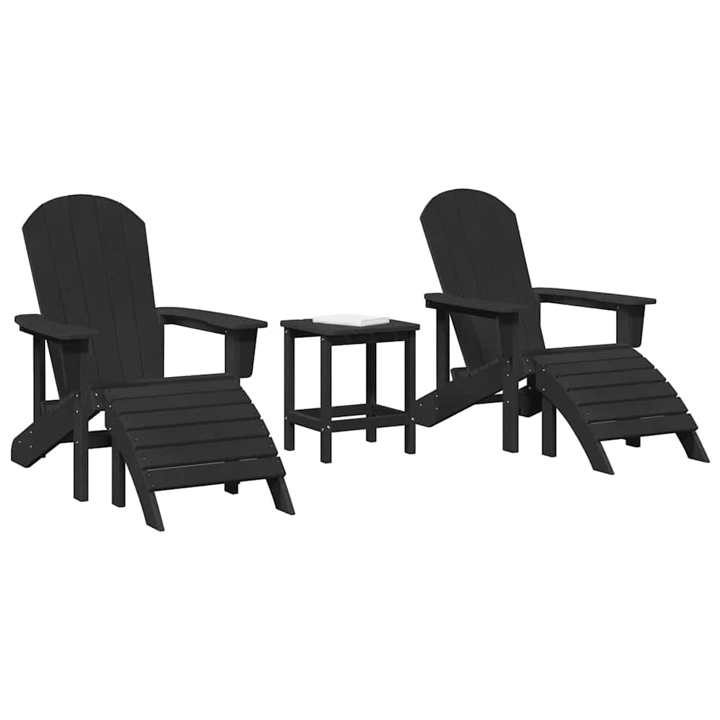 Sedia da Giardino 3 pcs Nero Polietilene