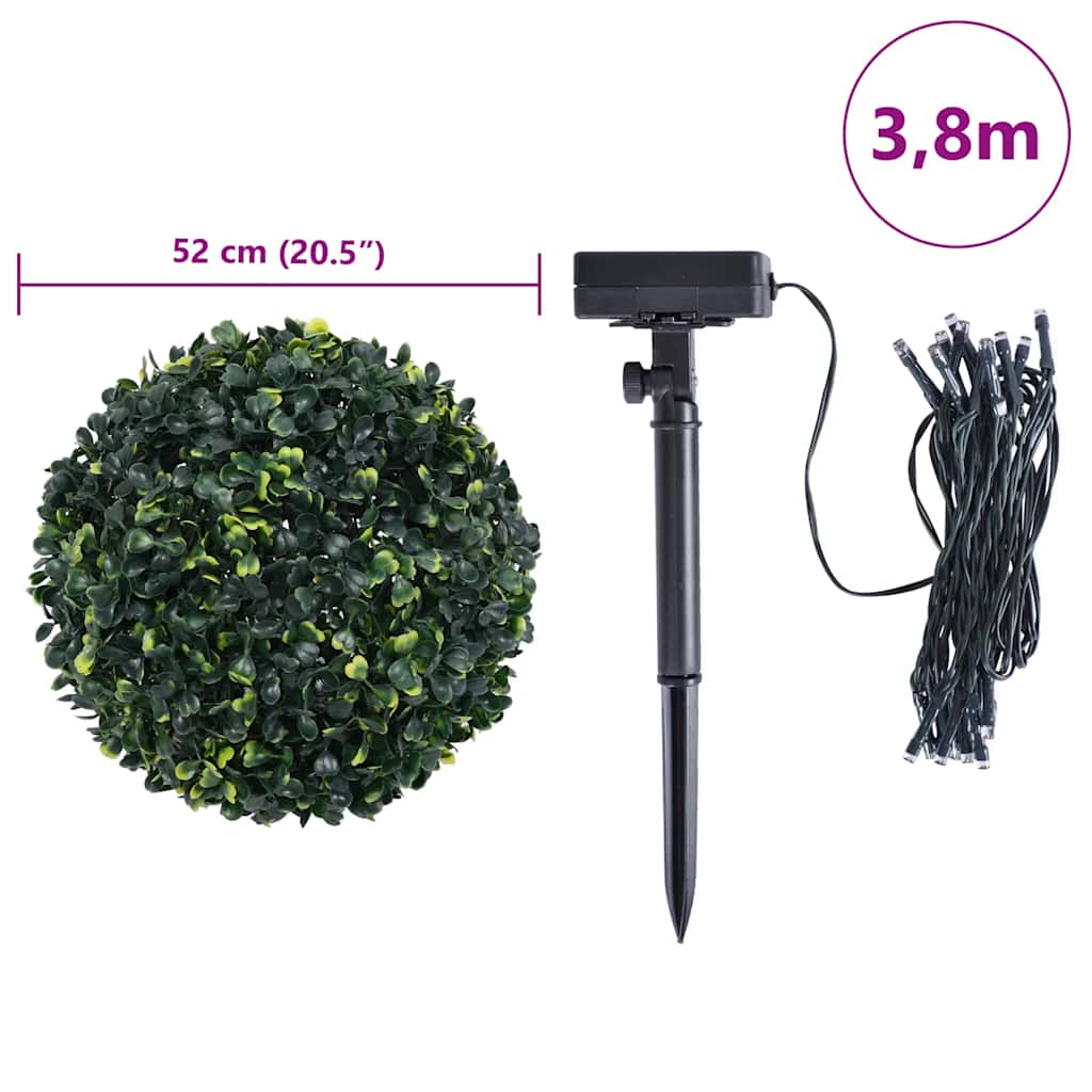 Sfere di Bosso Artificiale con Luci LED 2 pz Verdi 52 cm | homemem39