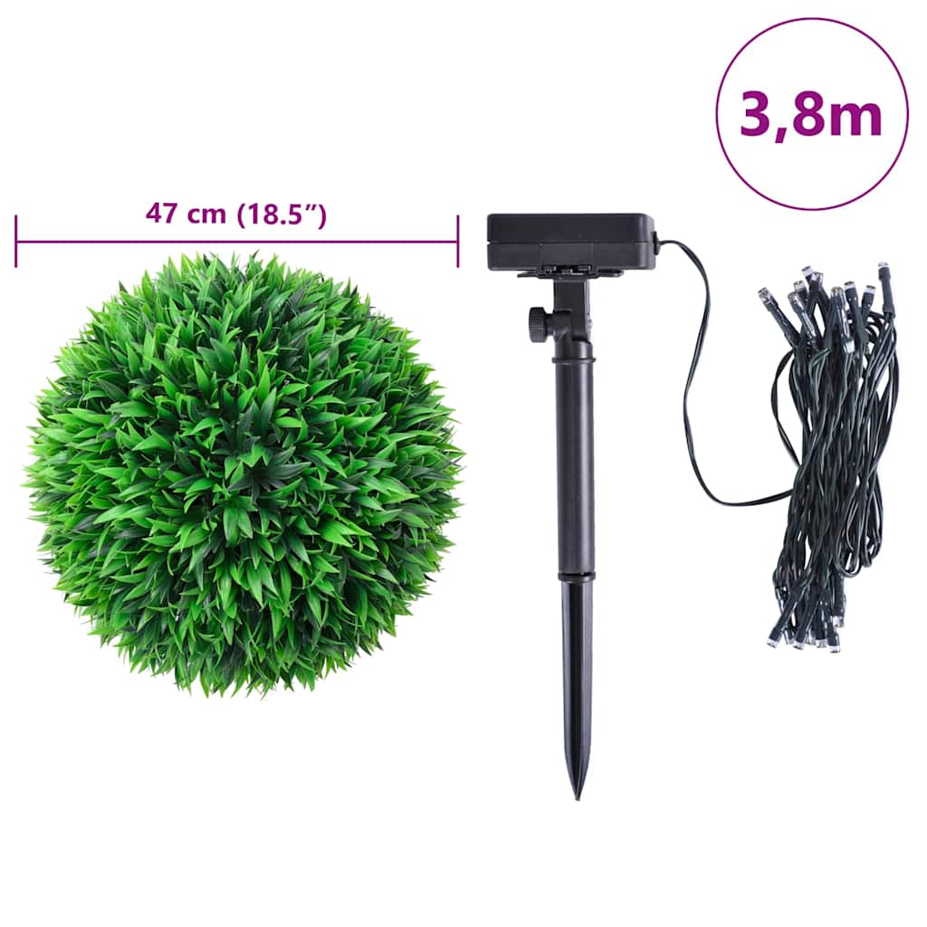 Sfere di Bosso Artificiale con Luci LED 2 pz Verdi 47 cm | homemem39