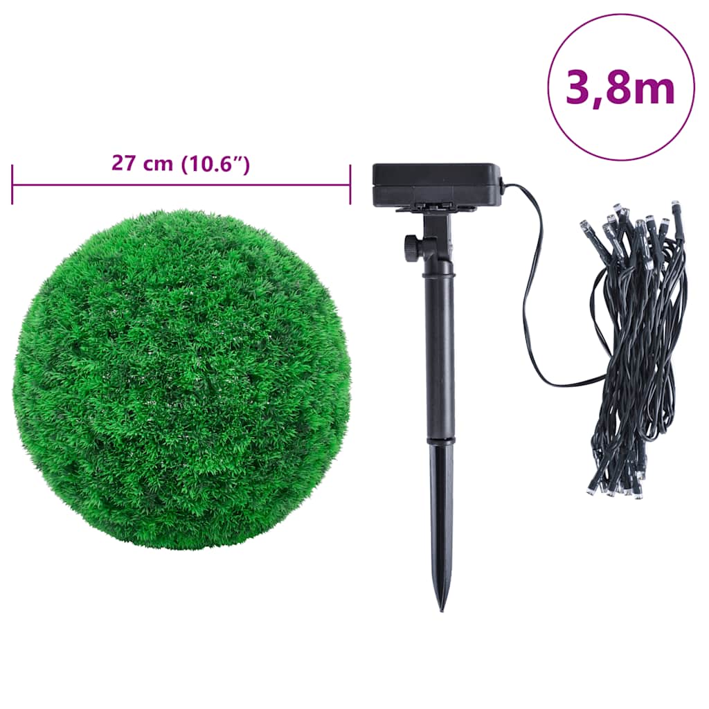 Sfere di Bosso Artificiale con Luci LED 2 pz Verdi 27 cm | homemem39
