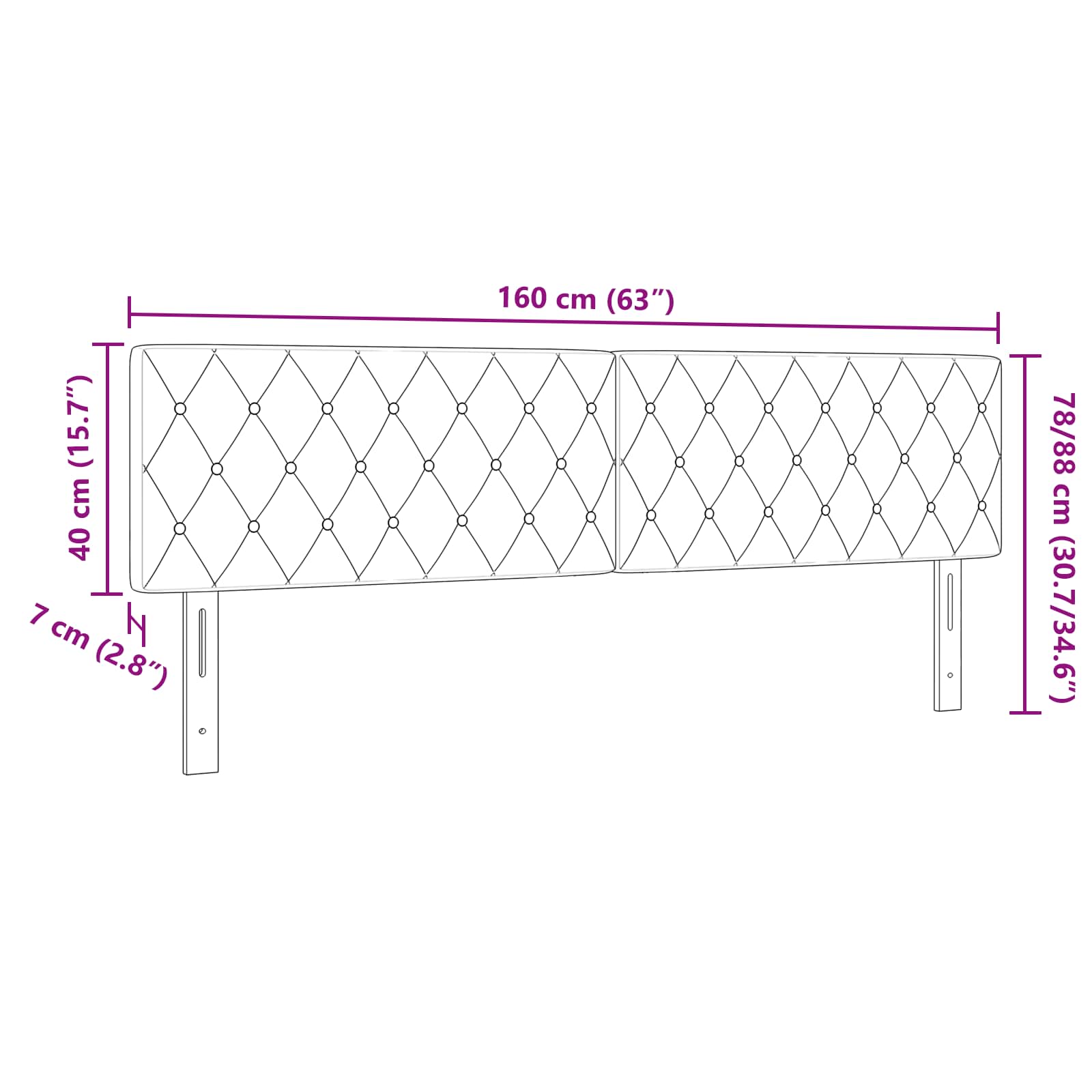 Testiera Nero 160 cm Velluto | homemem39