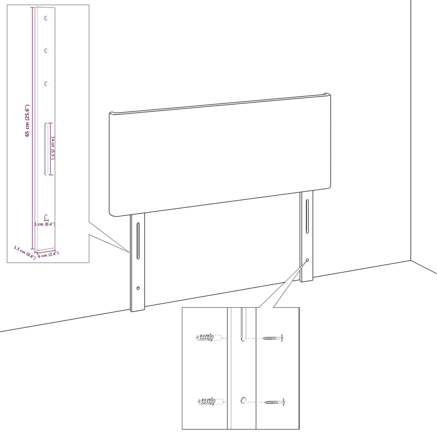Testiera Rosa 160 cm Velluto | homemem39