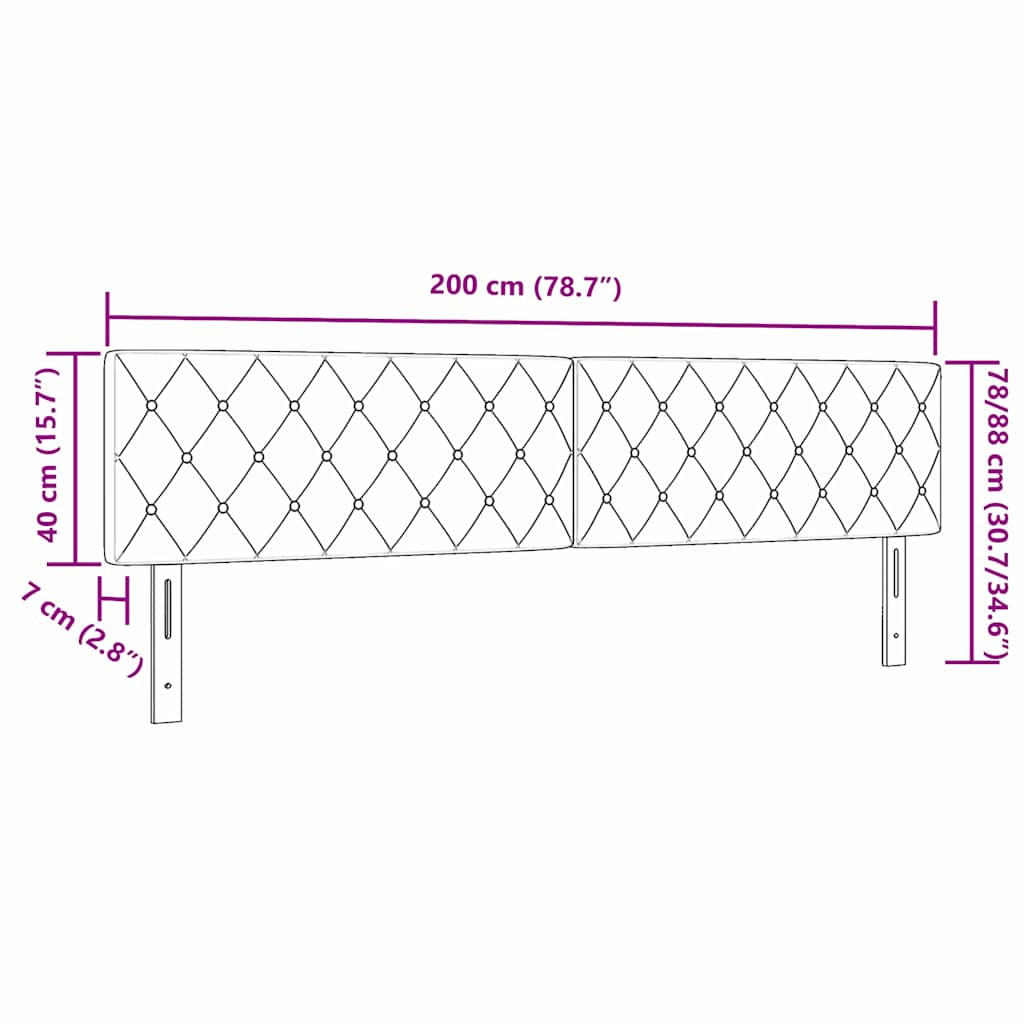 Testiera Rosa 200 cm Velluto